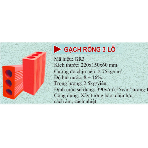 Gạch rỗng 3 lỗ